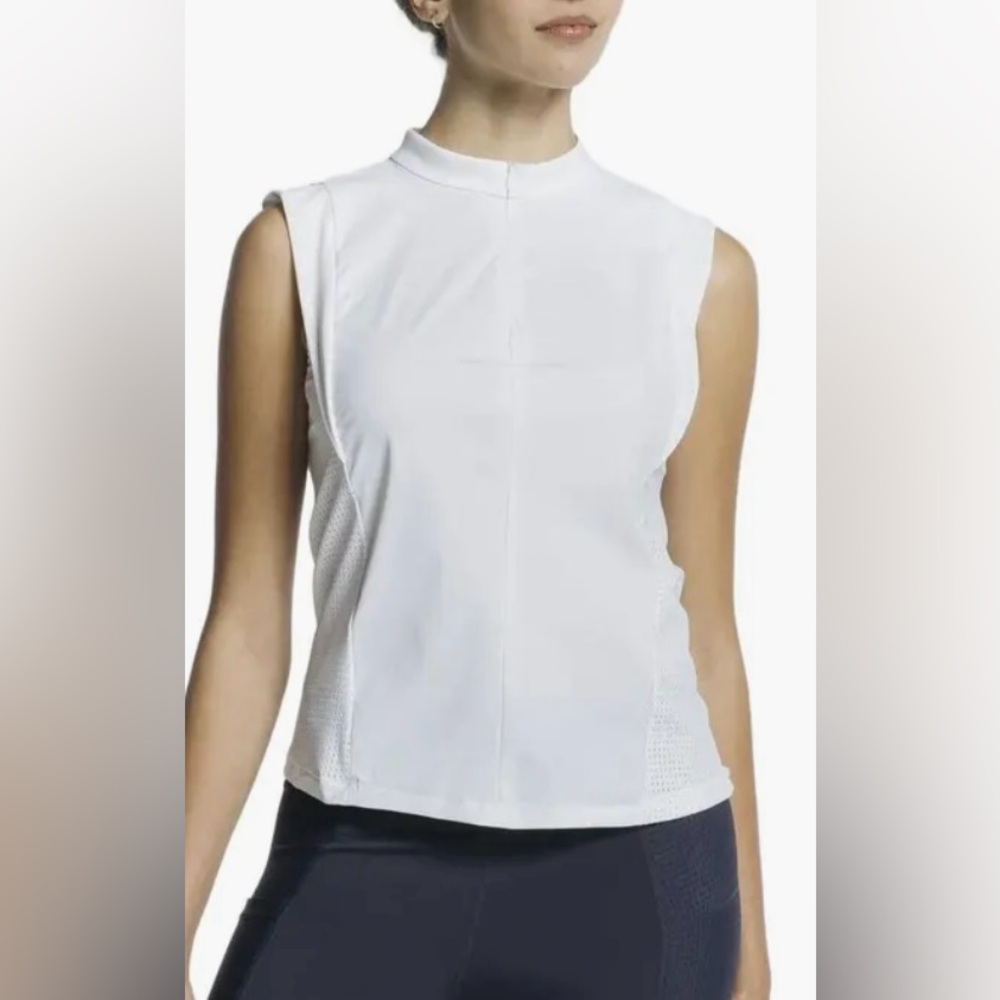 NWT AVI Volley Zip Sleeveless White Lotus Sportswear Top Size Small